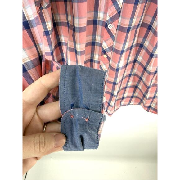 TALBOTS Classic Cotton Button Down Shirt Pink Plaid Women's Size XLP - Picture 3 of 9